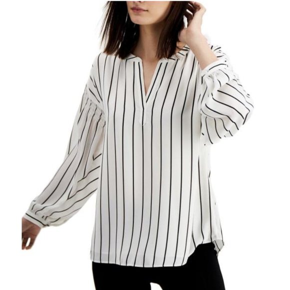 Alfani Striped Henley Top White L NWT! $69.50 - Picture 1 of 3